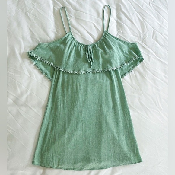 Solemio Green Drop Shoulder Mini Dress Size Small - Picture 6 of 12